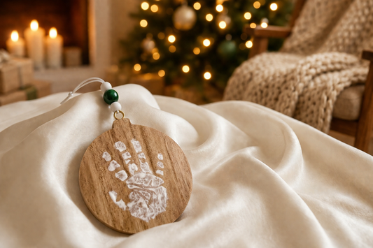 Boule de noel bois - emprunte