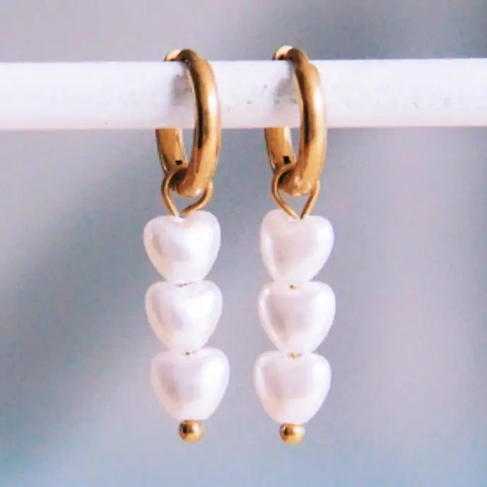 Boucles d'oreilles cœur blanc - Bazou