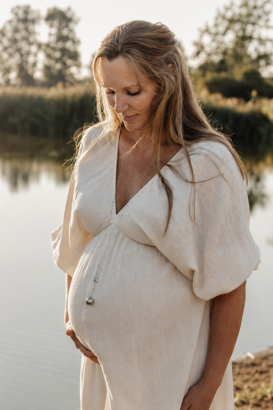 Bola de grossesse boule argent et pierre rose - Proud mama