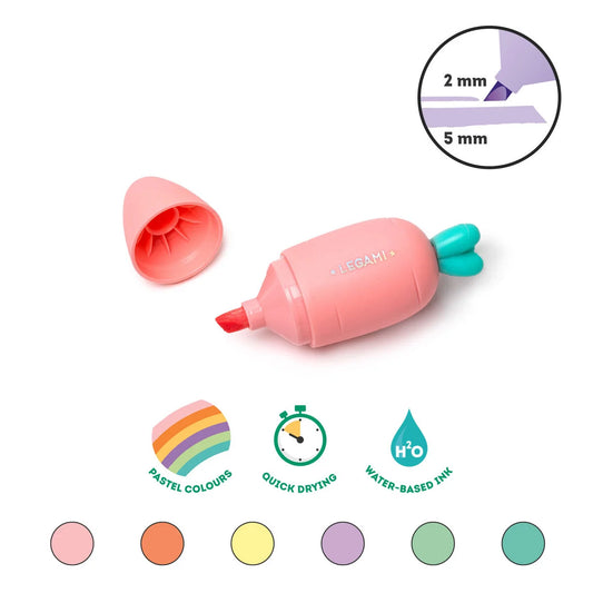Set de 6 mini surligneurs Carrate Team - Legami