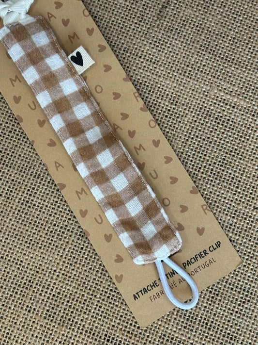 Attache tétine tissu - vichy