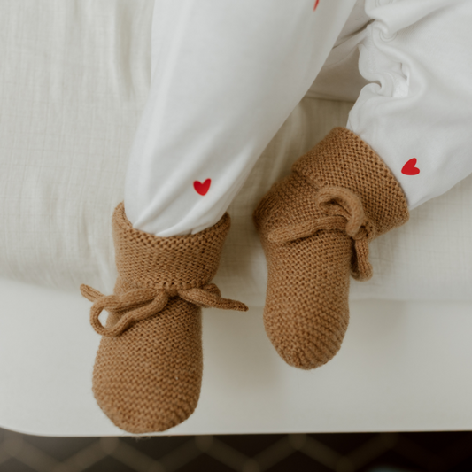 Chaussons mérinos caramel 3-6 mois