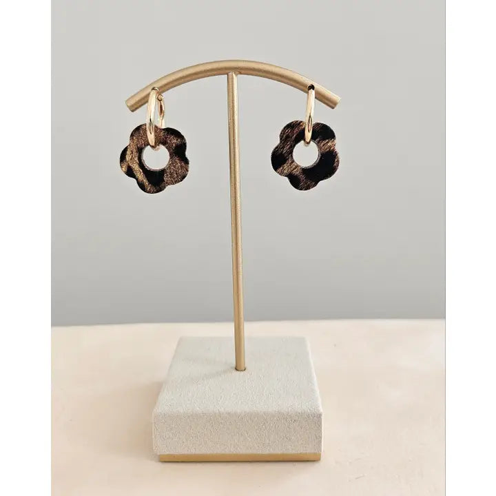 Boucles d'oreilles fleur cuir - Royal Marais