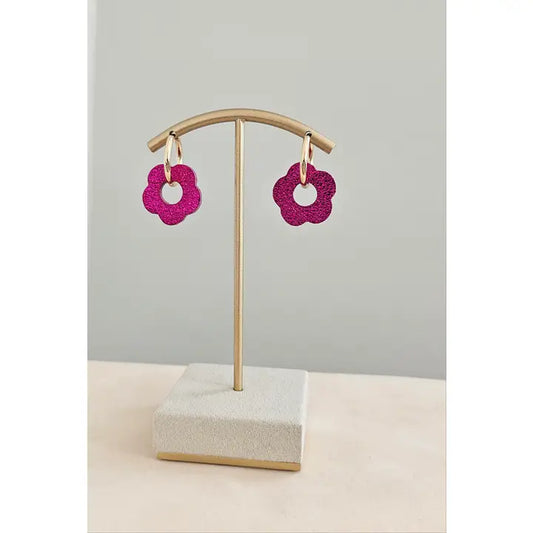 Boucles d'oreilles fleur cuir - Royal Marais
