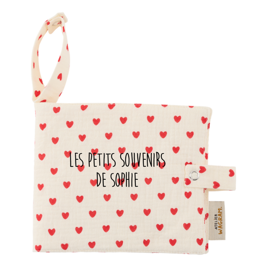 Mini album tissu coeur rouge