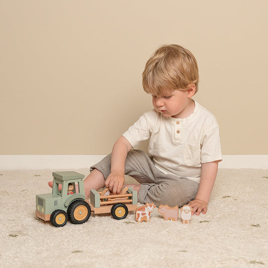 Tracteur avec remorque en bois - Little Dutch