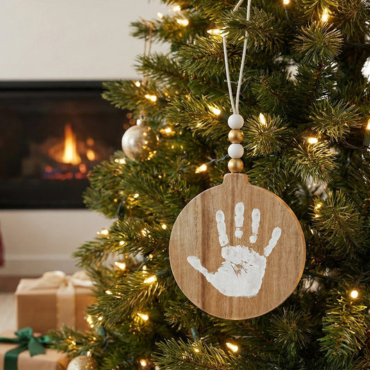 Boule de noel bois - emprunte