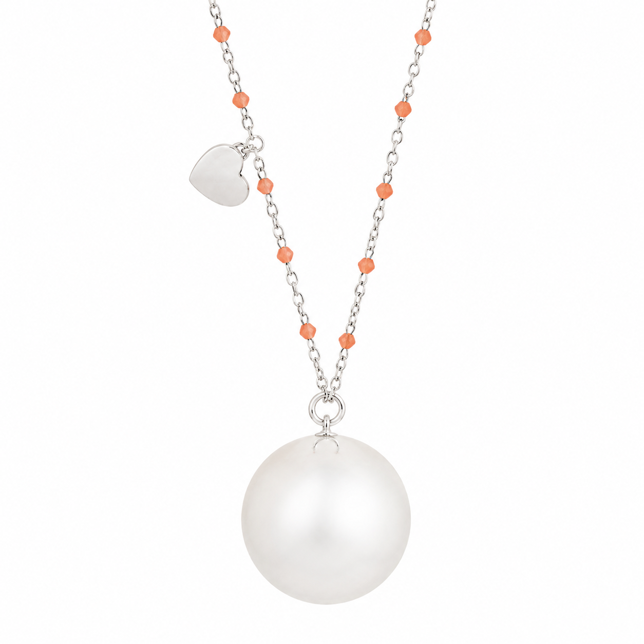 Bola de grossesse argent et perles rose - Proud mama