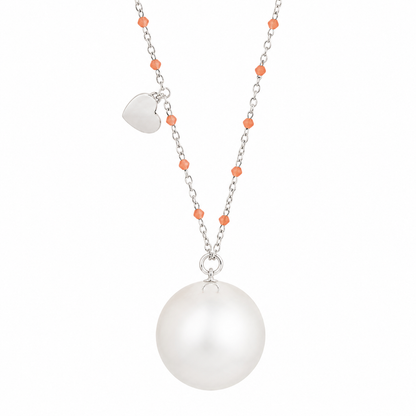 Bola de grossesse argent et perles rose - Proud mama