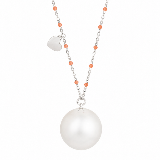 Bola de grossesse argent et perles rose - Proud mama