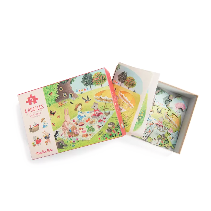 Coffret 4 mini puzzles - Moulin Roty
