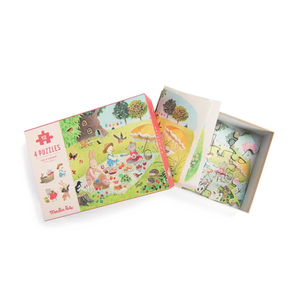 Coffret 4 mini puzzles - Moulin Roty