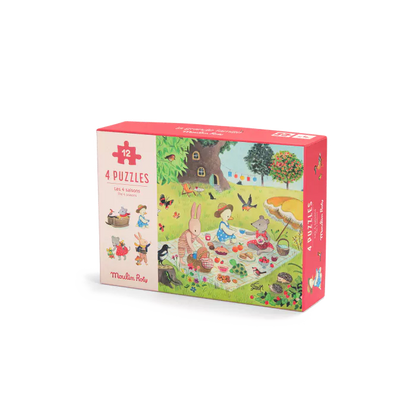 Coffret 4 mini puzzles - Moulin Roty