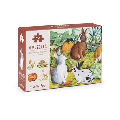 Coffret 4 mini puzzles - Moulin Roty
