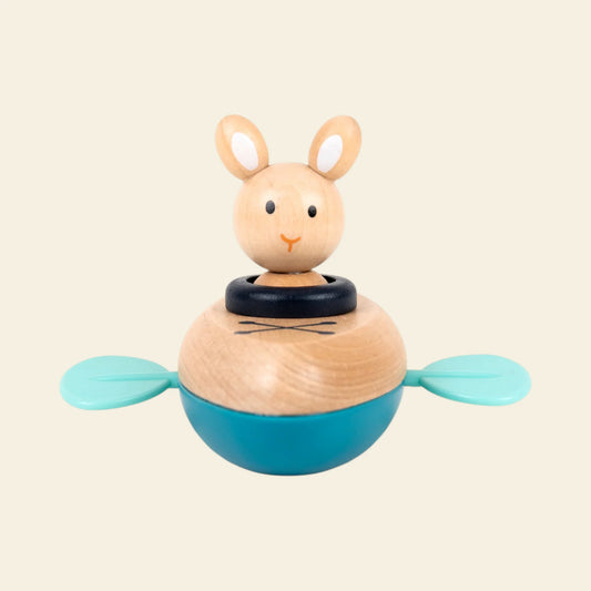 Bateau en bois - lapin bleu