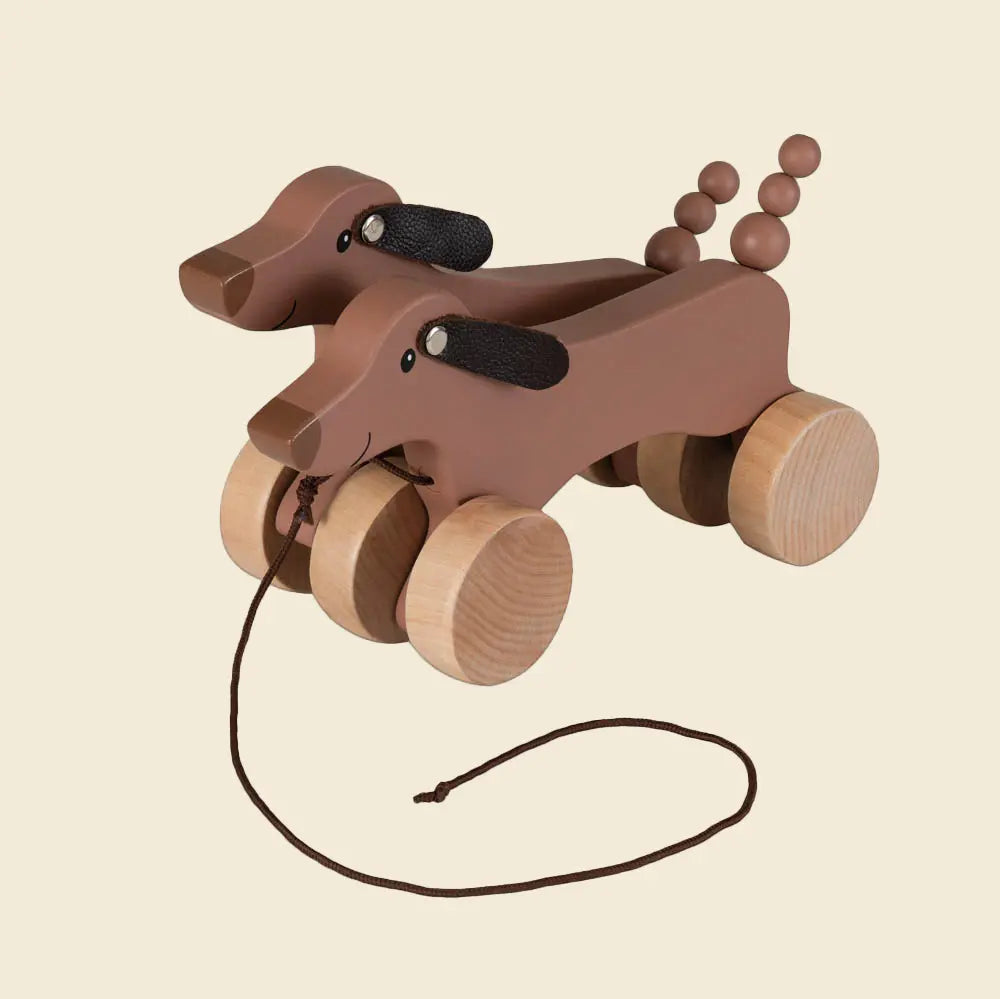 Teckel à tirer en bois
