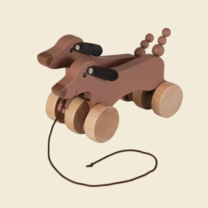 Teckel à tirer en bois