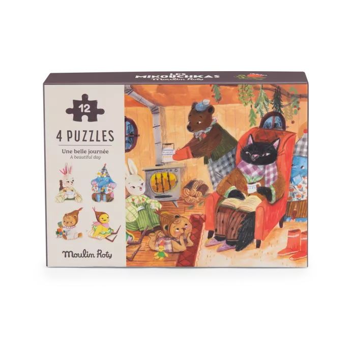 Coffret 4 mini puzzles - Moulin Roty