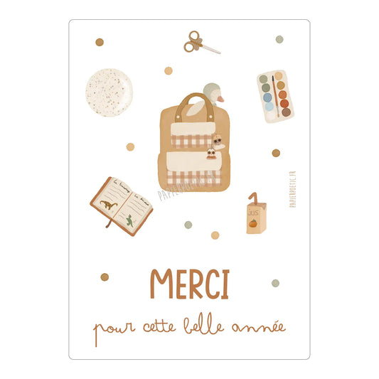 Carte école Merci pour cette belle année - Papier Poetic