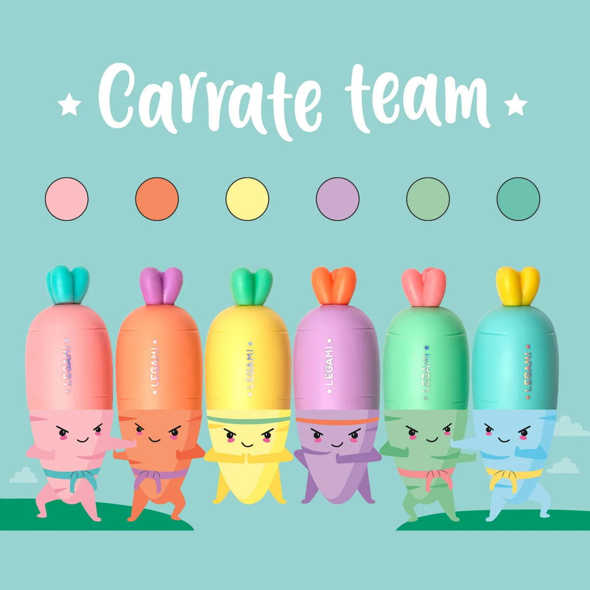 Set de 6 mini surligneurs Carrate Team - Legami