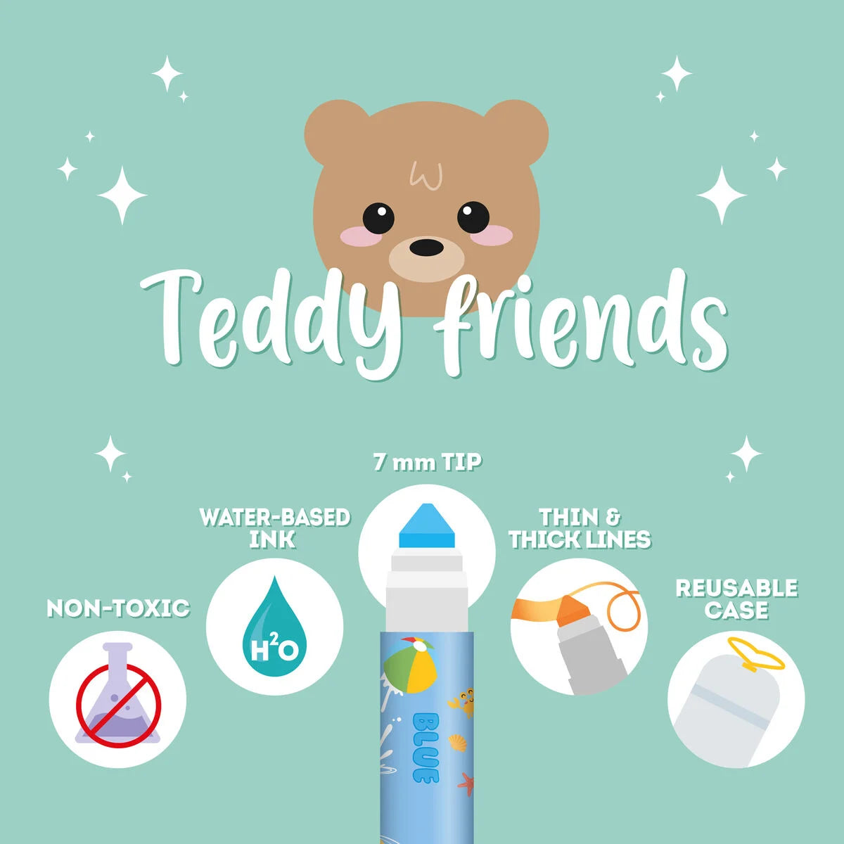 Set de 12 feutres Teddy Friends Legami