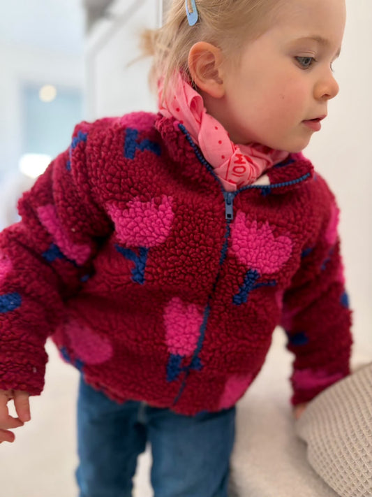 Gilet manches longues - bordeau tulipe rose