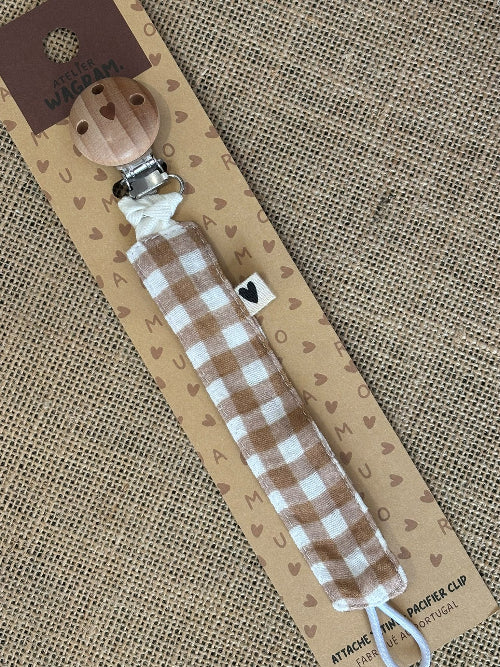 Attache tétine tissu - vichy