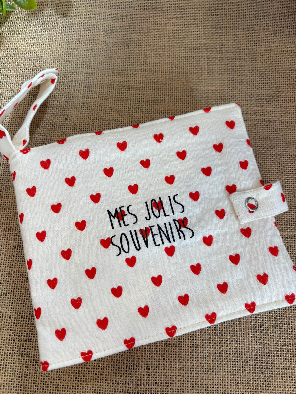 Mini album tissu coeur rouge