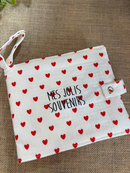 Mini album tissu coeur rouge