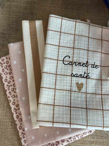 Protège carnet de santé - carreaux - "mon carnet de santé"