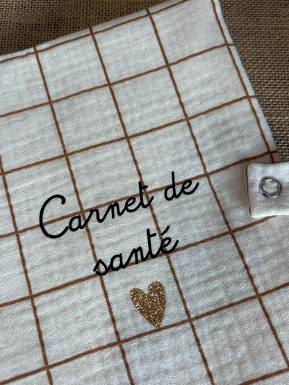 Protège carnet de santé - carreaux - "mon carnet de santé"