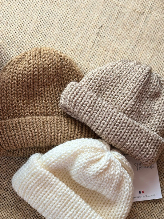 Bonnet de naissance - caramel