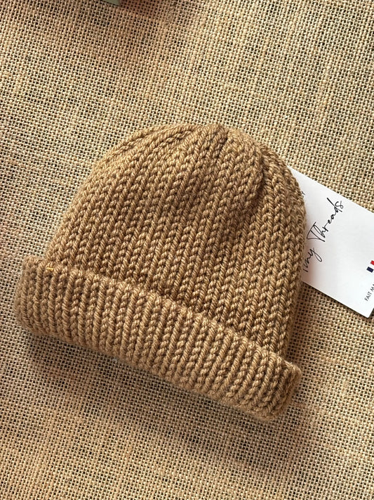 Bonnet de naissance - caramel