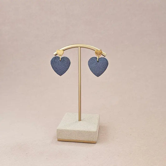 Boucles d'oreilles coeur cuir - Royal Marais