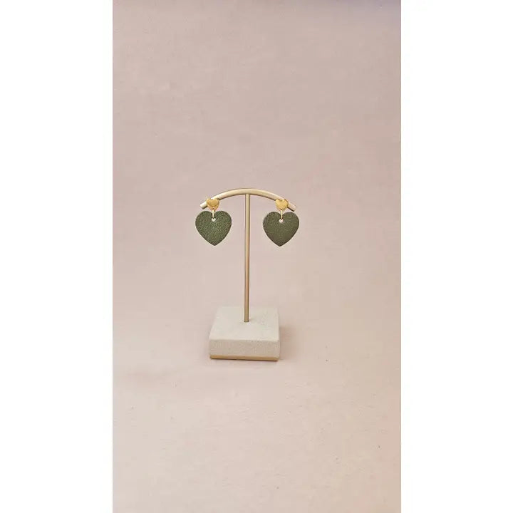 Boucles d'oreilles coeur cuir - Royal Marais