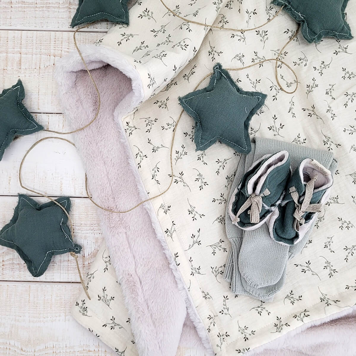 Couverture polaire XL Olive Bloom - Babyshower