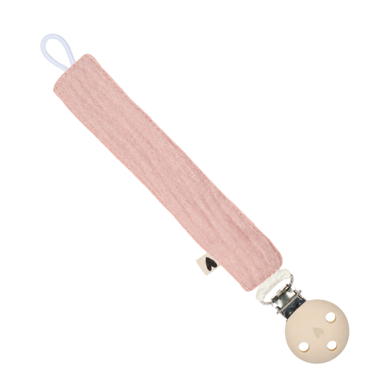 Attache tétine tissu rose