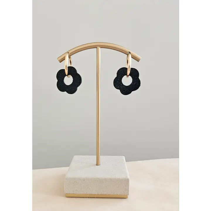 Boucles d'oreilles fleur cuir - Royal Marais