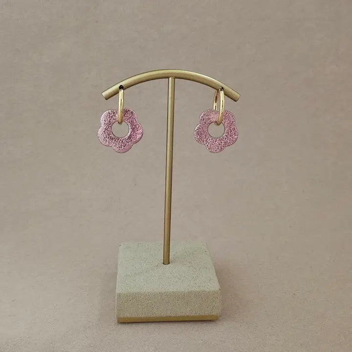 Boucles d'oreilles fleur cuir - Royal Marais