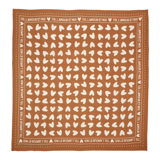 Foulard enfant - coeur marron beige