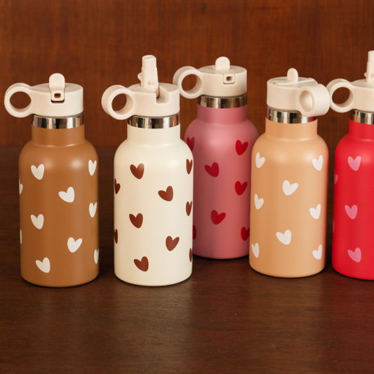 Gourdes 350ml - beige coeur marron