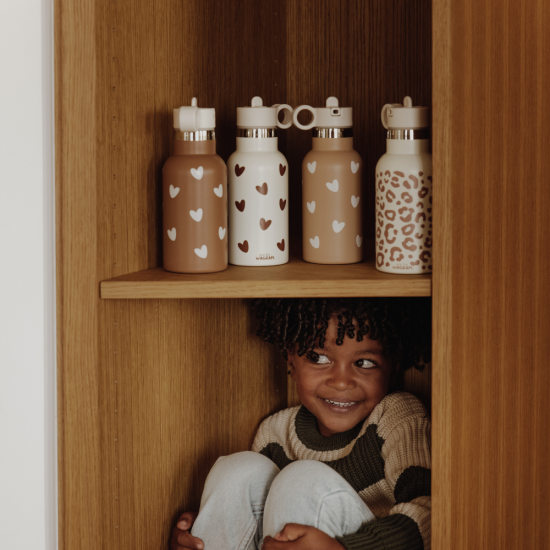 Gourdes 350ml - beige coeur marron