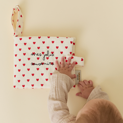Mini album tissu coeur rouge