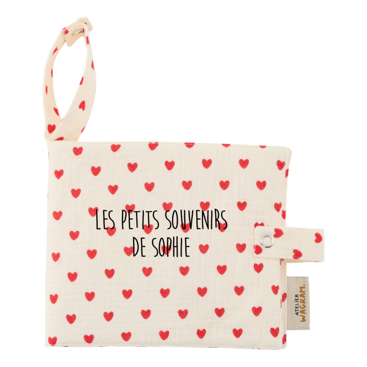 Mini album tissu coeur rouge