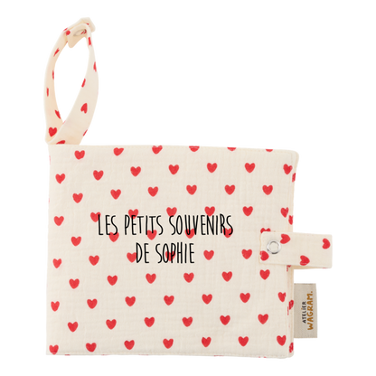 Mini album tissu coeur rouge