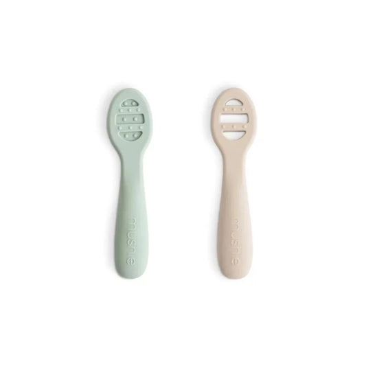 Cuillères 2 étapes - vert sauge et beige