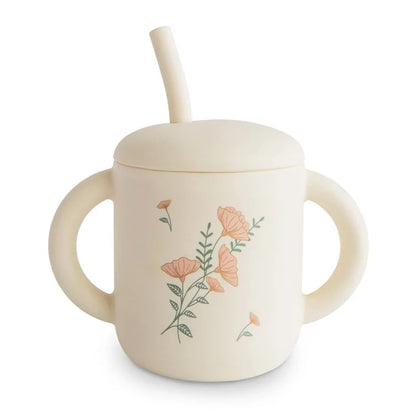 Tasse silicone paille - flower