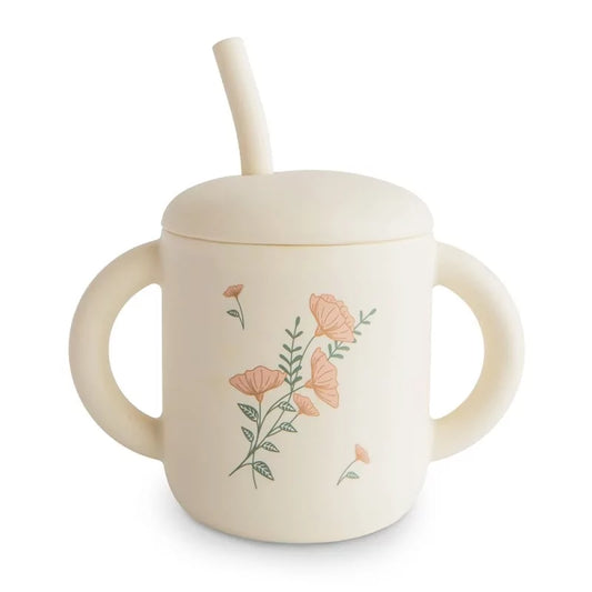 Tasse silicone paille - flower