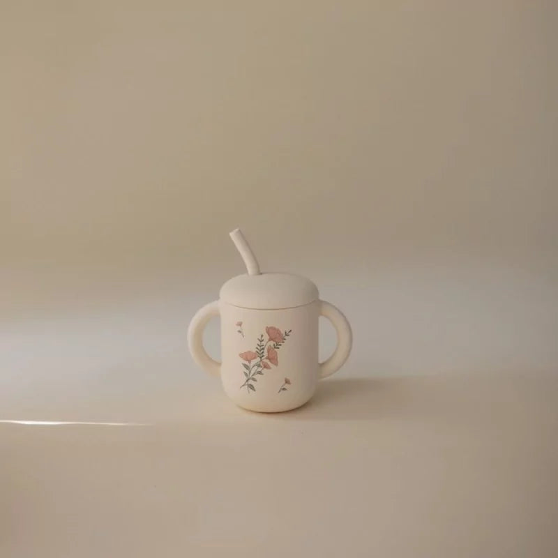 Tasse silicone paille - flower