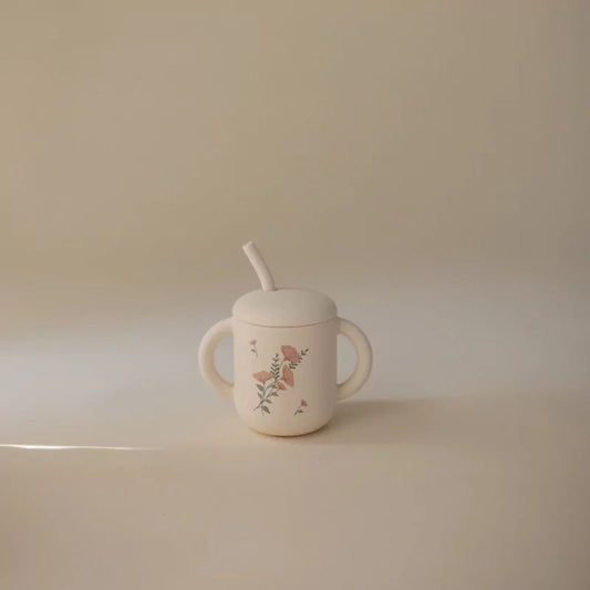 Tasse silicone paille - flower
